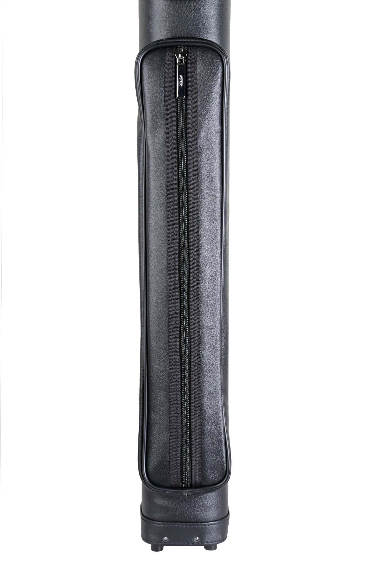 Close-up of the long front zipper pocket on the billiard cue case.
