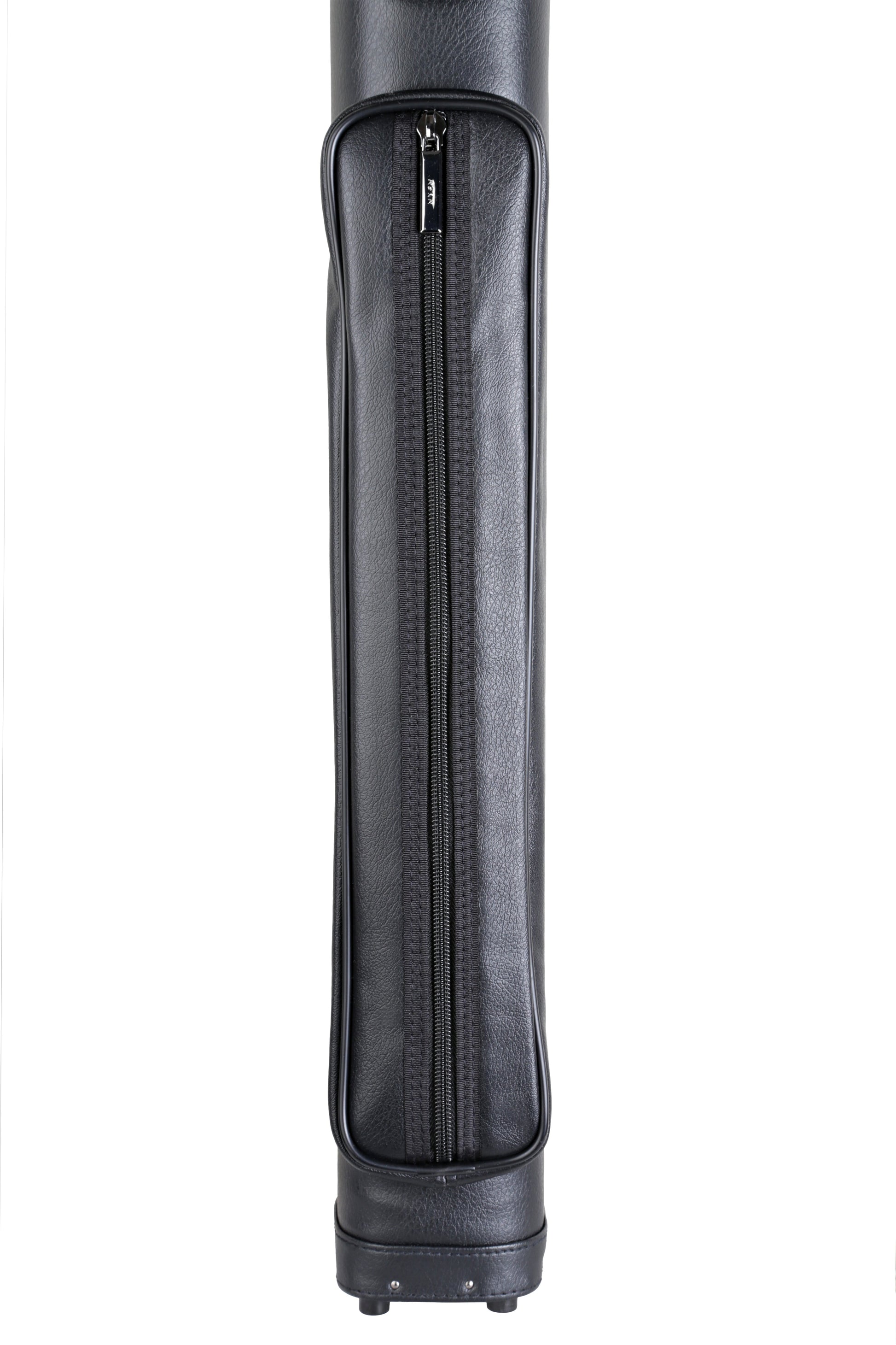 Close-up of the long front zipper pocket on the billiard cue case.