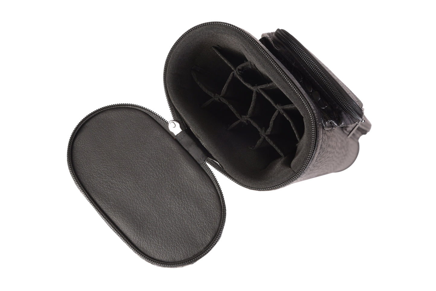 Open cue case interior with textured lining visible