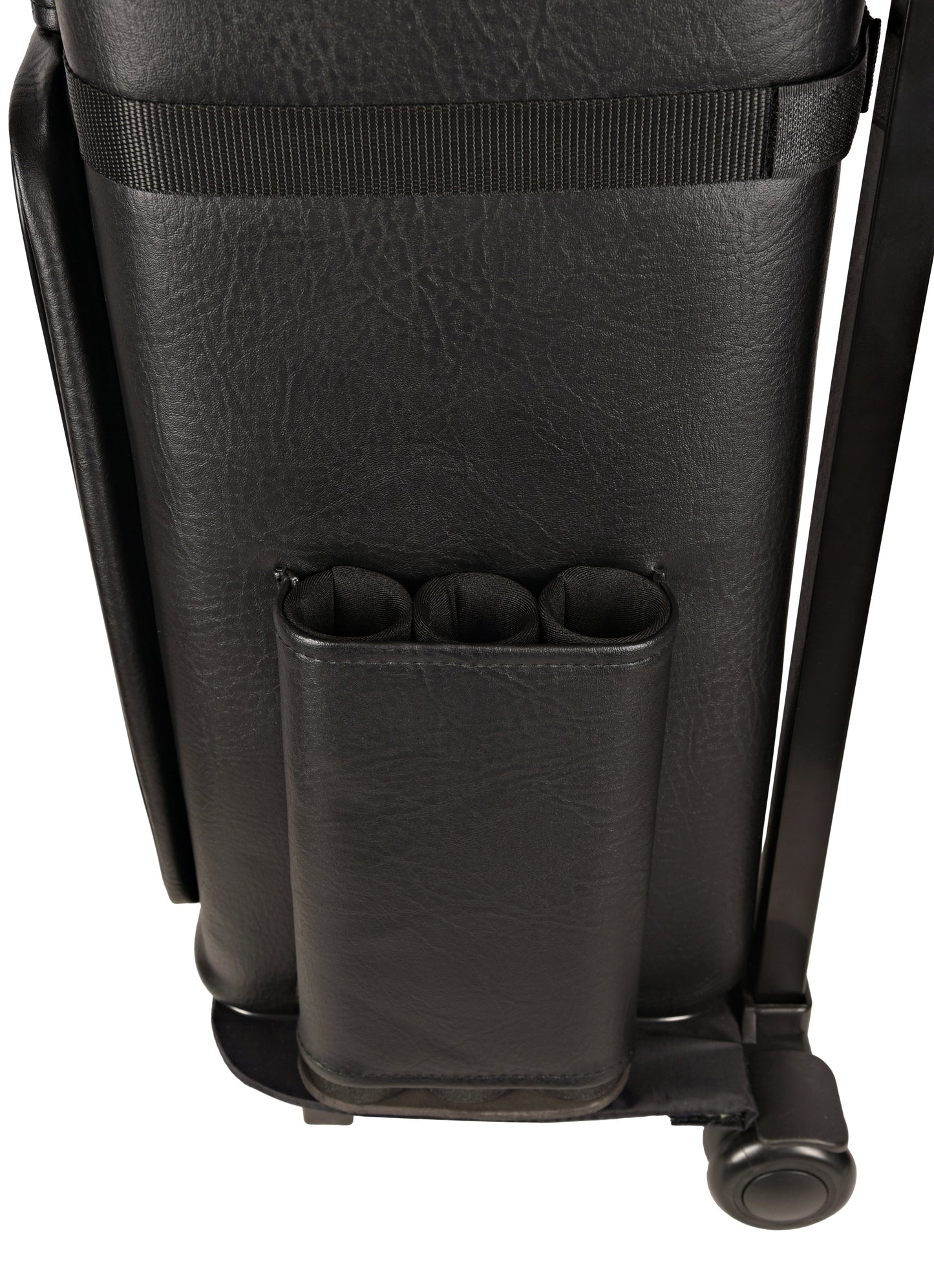 Close-up of external cue holder sleeve on the side of the case