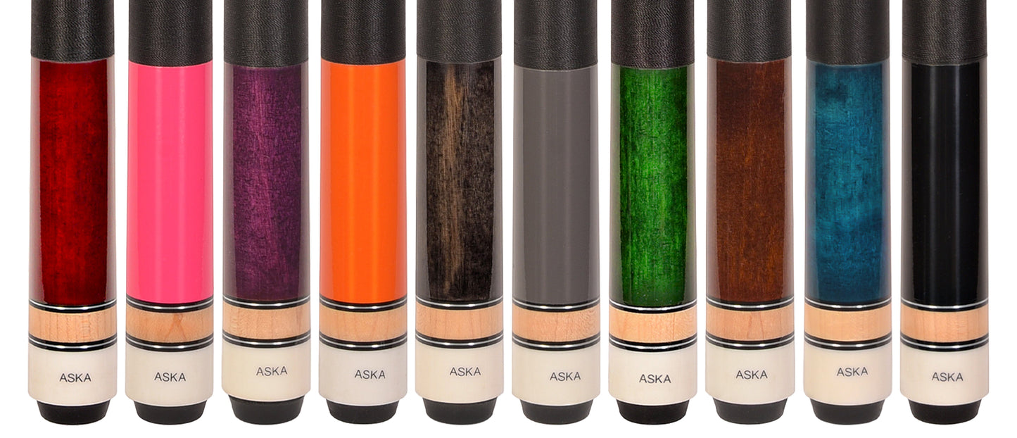 Set of 10 Aska L2 Billiard Pool Cues, 58" Hard Rock Canadian Maple, 13mm Hard Leather Tip, Mixed Weights, L2S10