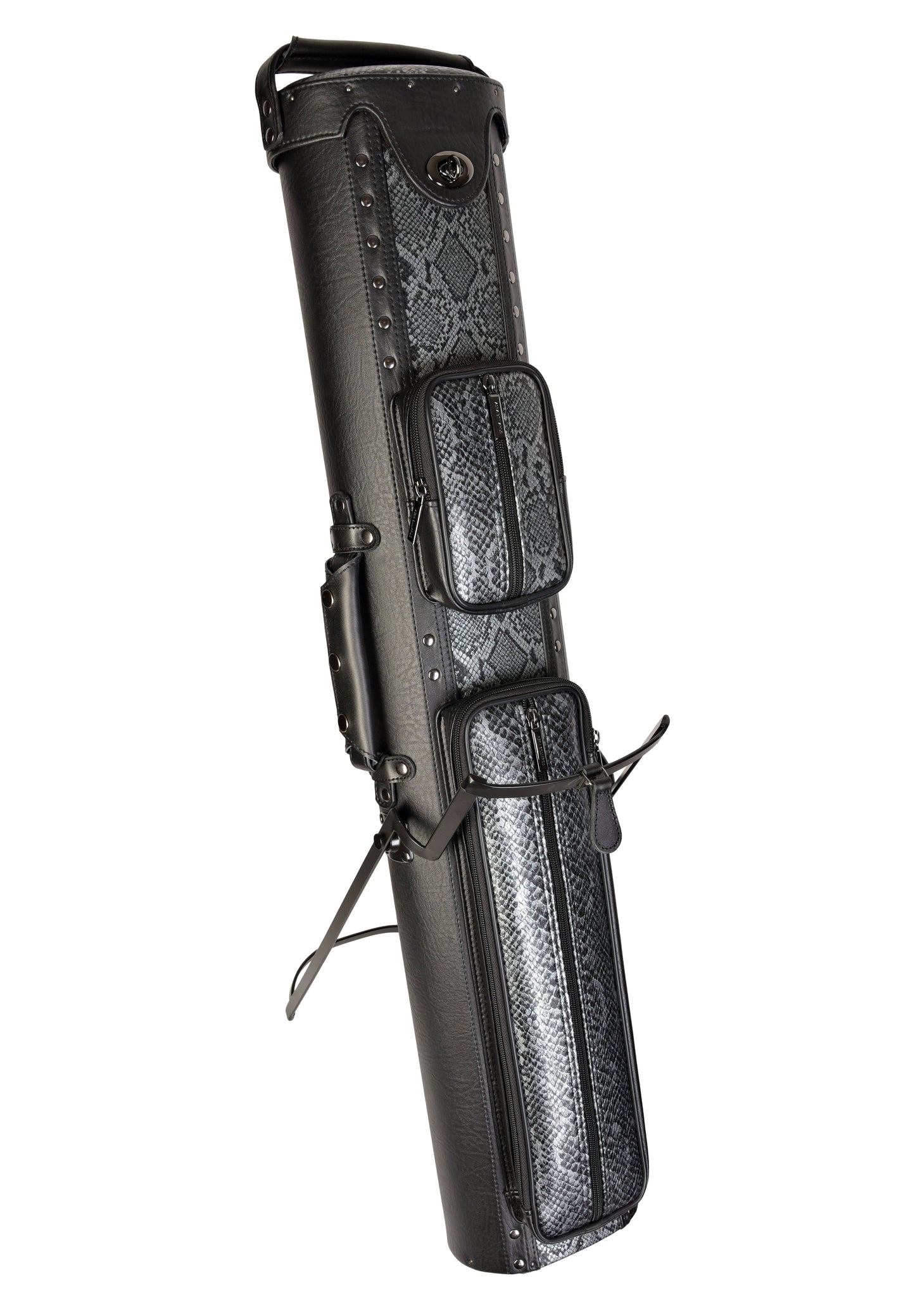 ASKA C48P11 Hard 4x8 Pool Cue Case - Snake Design with Integrated Stand