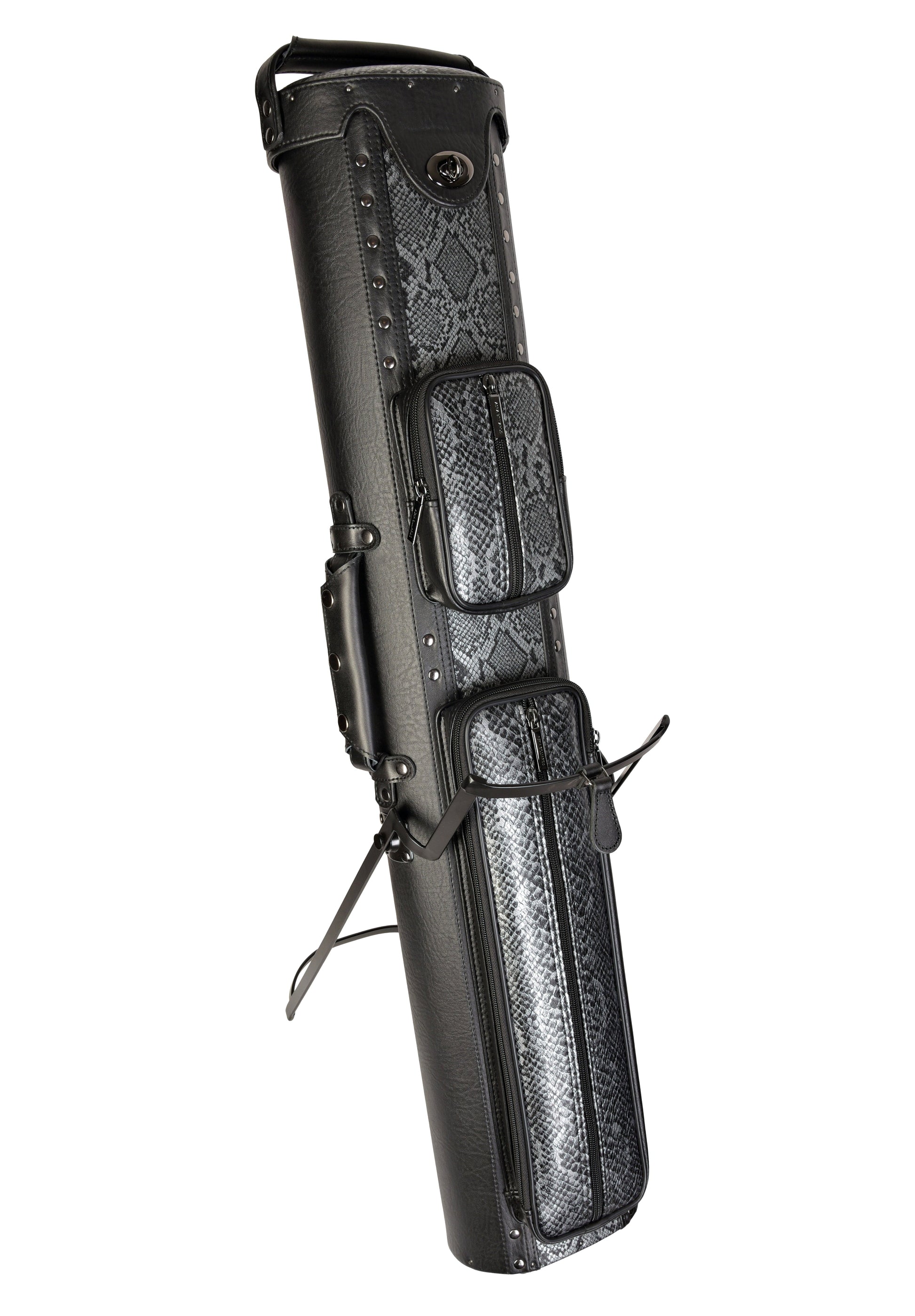 ASKA C35P12 Hard 3x5 Pool Cue Case - Snake Design with Spring-Loaded System