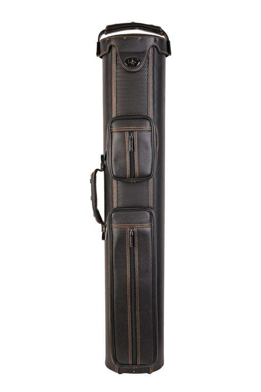 ASKA C48P12 Hard 4x8 Oval Pool Cue Case - High Capacity 5B8S, Textured Black Vinyl