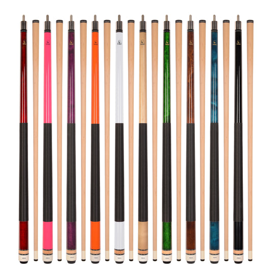 Set of 10 Aska L2 Billiard Pool Cues, 58" Hard Rock Canadian Maple, 13mm Hard Leather Tip, Mixed Weights, L2S10A