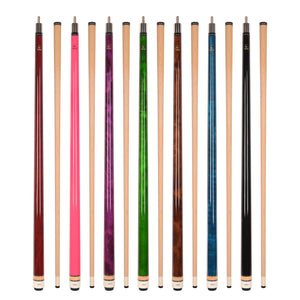 Set of 7 ASKA L3 Billiard Pool Cues, Hard Rock Canadian Maple, Mixed Weights