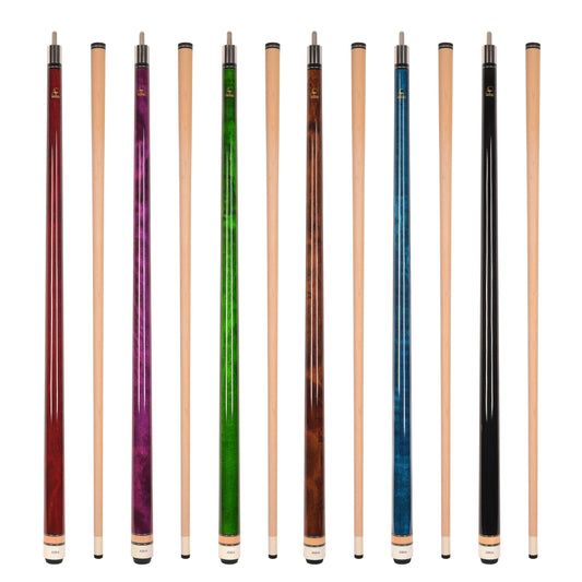Set of 6 Aska L3 Pool Cue Sticks, 58", 13mm Tip, Hard Rock Canadian Maple Shaft, Wrapless, L3S6