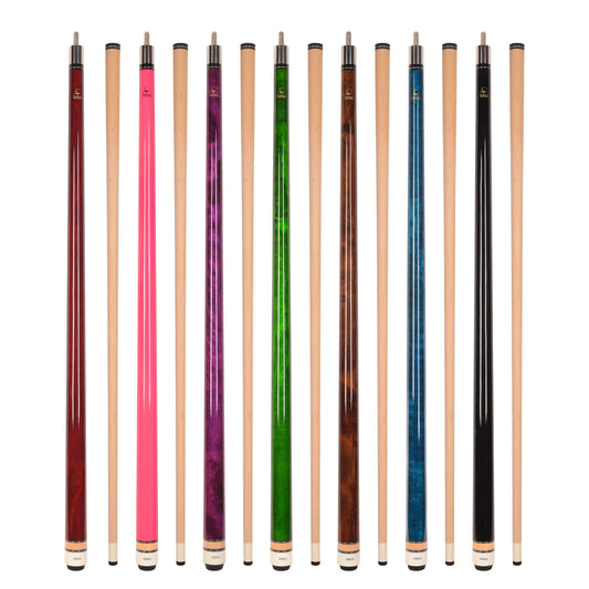 Set of 7 Aska L3 Pool Cue Sticks, 58", 13mm Tip, Hard Rock Canadian Maple Shaft, Wrapless, L3S7