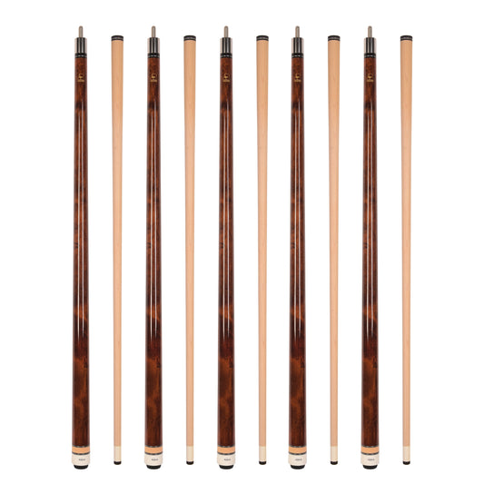 Set of 5 Aska L3 Brown Pool Cue Sticks, 58", 13mm Tip, Hard Rock Canadian Maple Shaft, Wrapless, L3S5BRN
