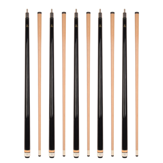 Set of 5 Aska L3 Black Pool Cue Sticks, 58", 13mm Tip, Hard Rock Canadian Maple Shaft, Wrapless, L3S5BLK