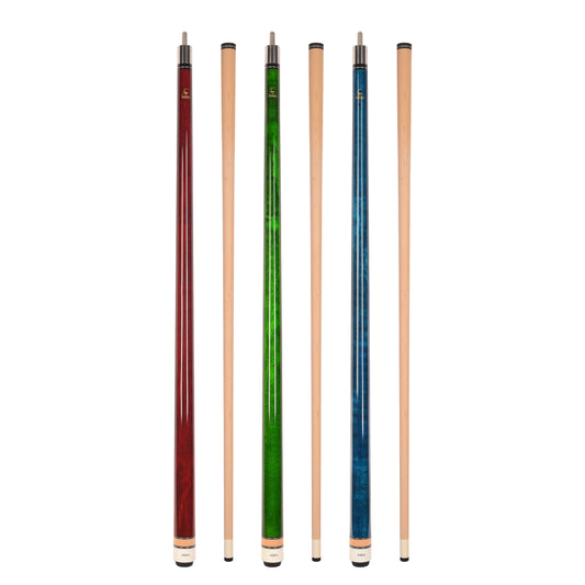 Set of 3 Aska L3 Pool Cue Sticks, 58", 13mm Tip, Hard Rock Canadian Maple Shaft, Wrapless, L3S3