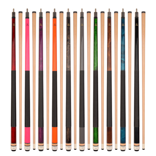 Set of 10 Aska L2 Billiard Pool Cues, 58" Hard Rock Canadian Maple, 13mm Hard Leather Tip, Mixed Weights, L2S10
