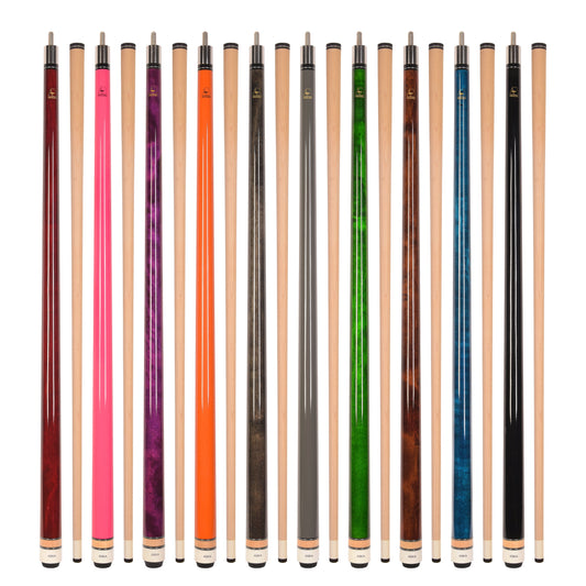 Set of 10 Aska L3 Pool Cue Sticks, 58", 13mm Tip, Hard Rock Canadian Maple Shaft, Wrapless, L3S10