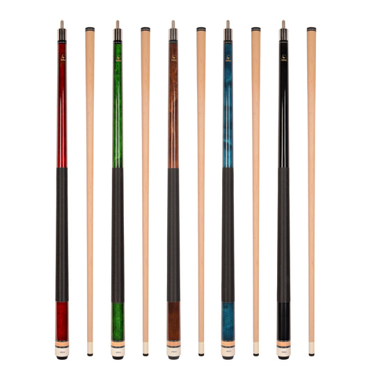 Set of 5 Aska L2 Billiard Pool Cues, 58" Hard Rock Canadian Maple, 13mm Hard Tip, Mixed Weights, L2S5
