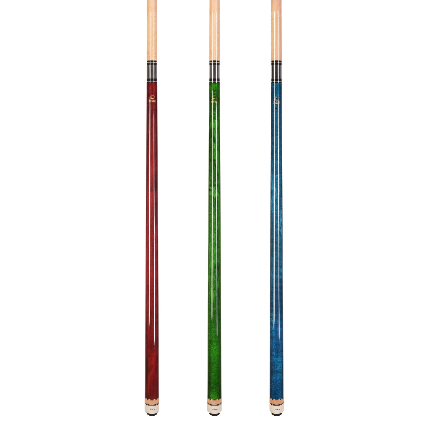 Set of 3 Aska L3 Pool Cue Sticks, 58", 13mm Tip, Hard Rock Canadian Maple Shaft, Wrapless, L3S3