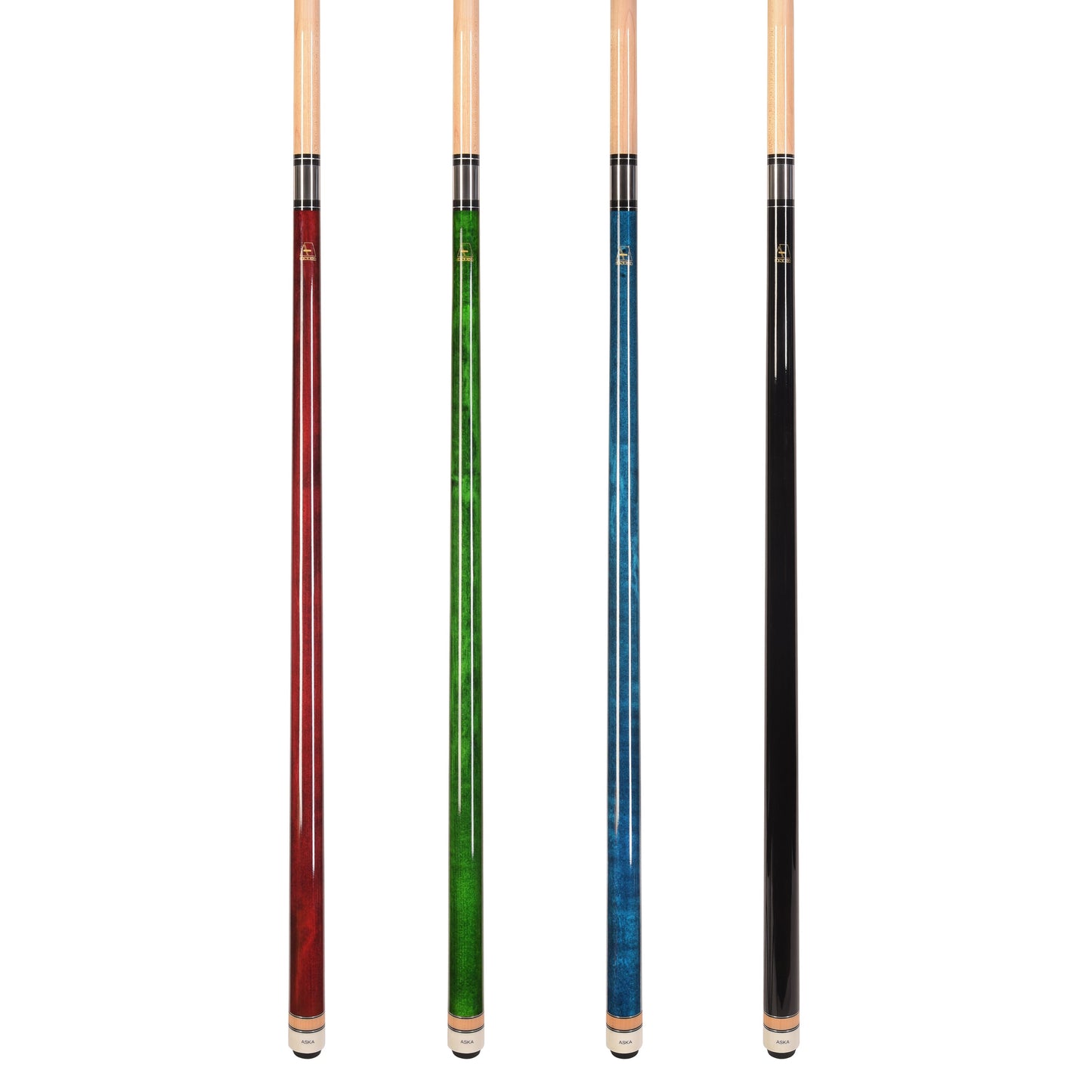 Set of 4 Aska L3 Pool Cue Sticks, 58", 13mm Tip, Hard Rock Canadian Maple Shaft, Wrapless, L3S4