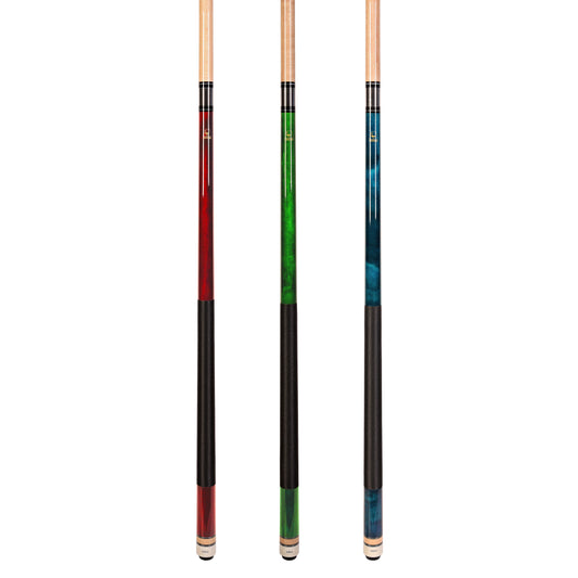 Set of 3 Aska L2 Billiard Pool Cues, 58" Hard Rock Canadian Maple, 13mm Leather Tip, Mixed Weights, L2S3
