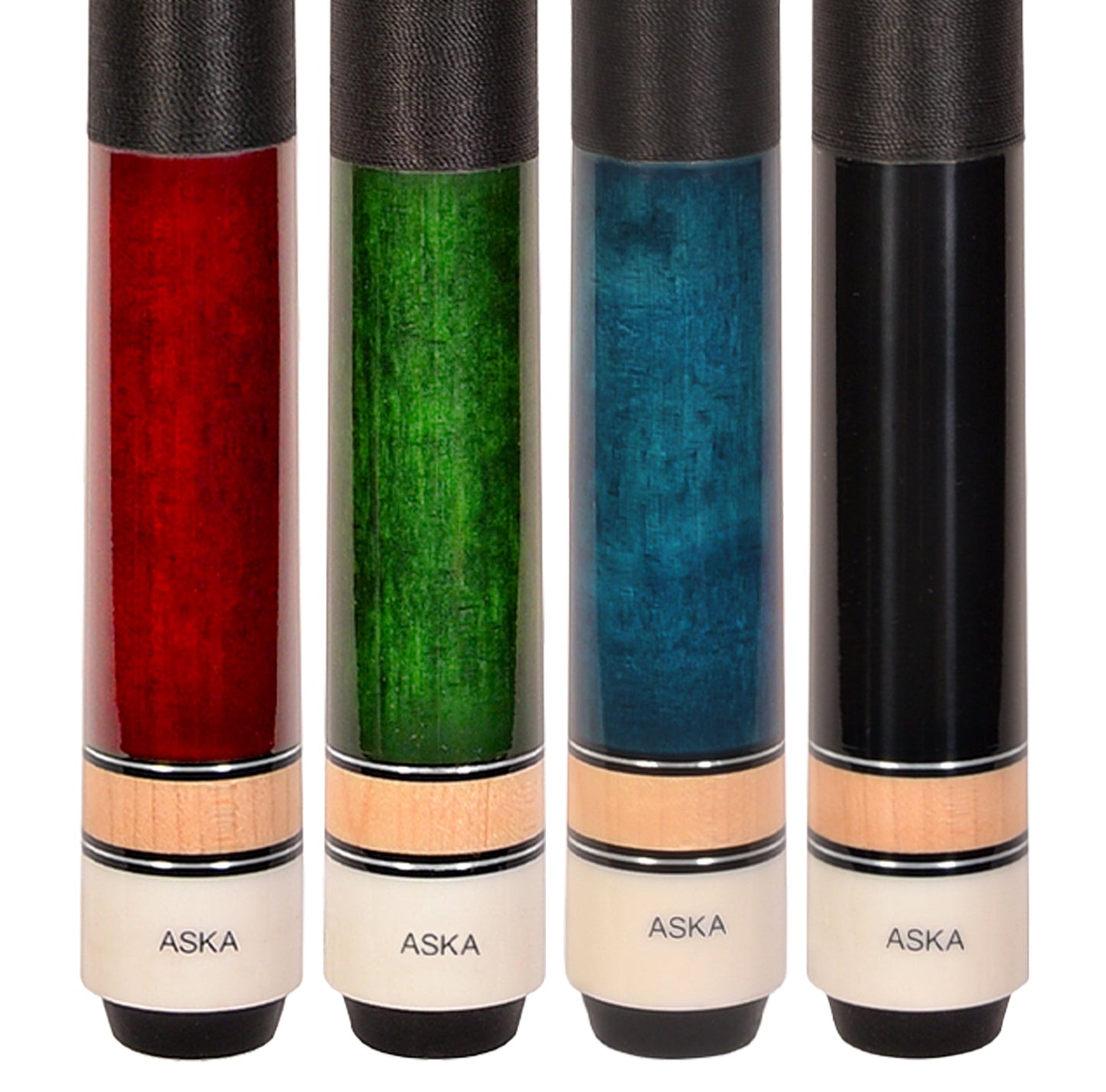 ASKA L2 Pool Cue Set of 4 | 58" Hard Rock Maple Billiard Sticks, 13mm Leather Tip, Mixed Weights 18-21 oz