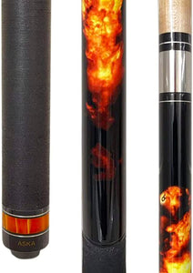 ASKA Jump Break Cue Stick JBC Fireball, 3-Piece Construction, Jump/Break Cue. 13mm Tip, Hard Rock Canadian Maple