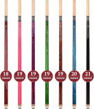 Set of 7 ASKA L3 Billiard Pool Cues, Hard Rock Canadian Maple, Mixed Weights