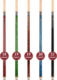 Set of 5 ASKA L3 Billiard Pool Cues, Hard Rock Canadian Maple, Mixed Weights