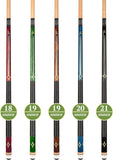 Set of 5 ASKA L7 Billiard Pool Cues, Hard Rock Canadian Maple, Mixed Weights