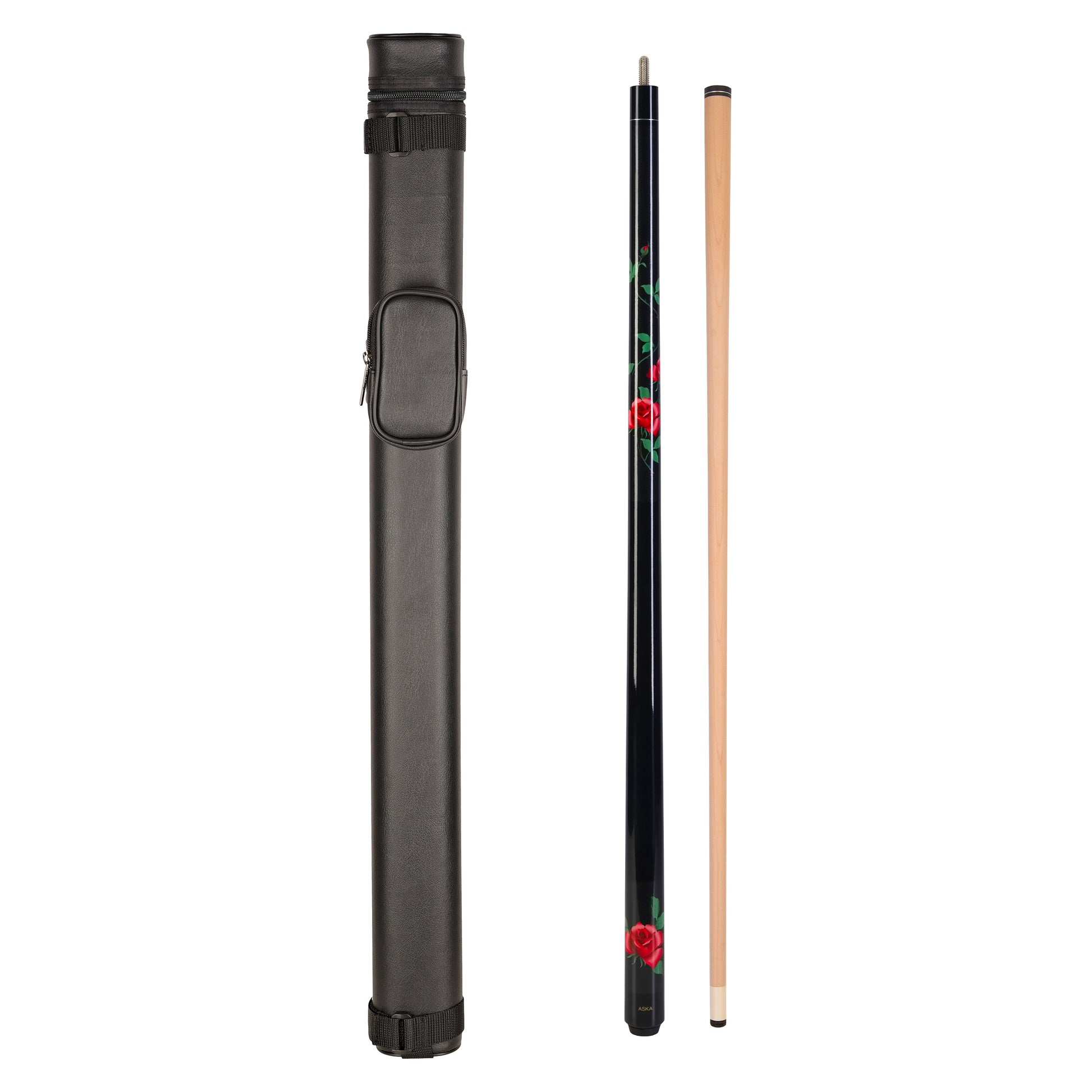 ASKA Cue and Case Combo, 1x1 Case and Black Rose Cue (C11BR)