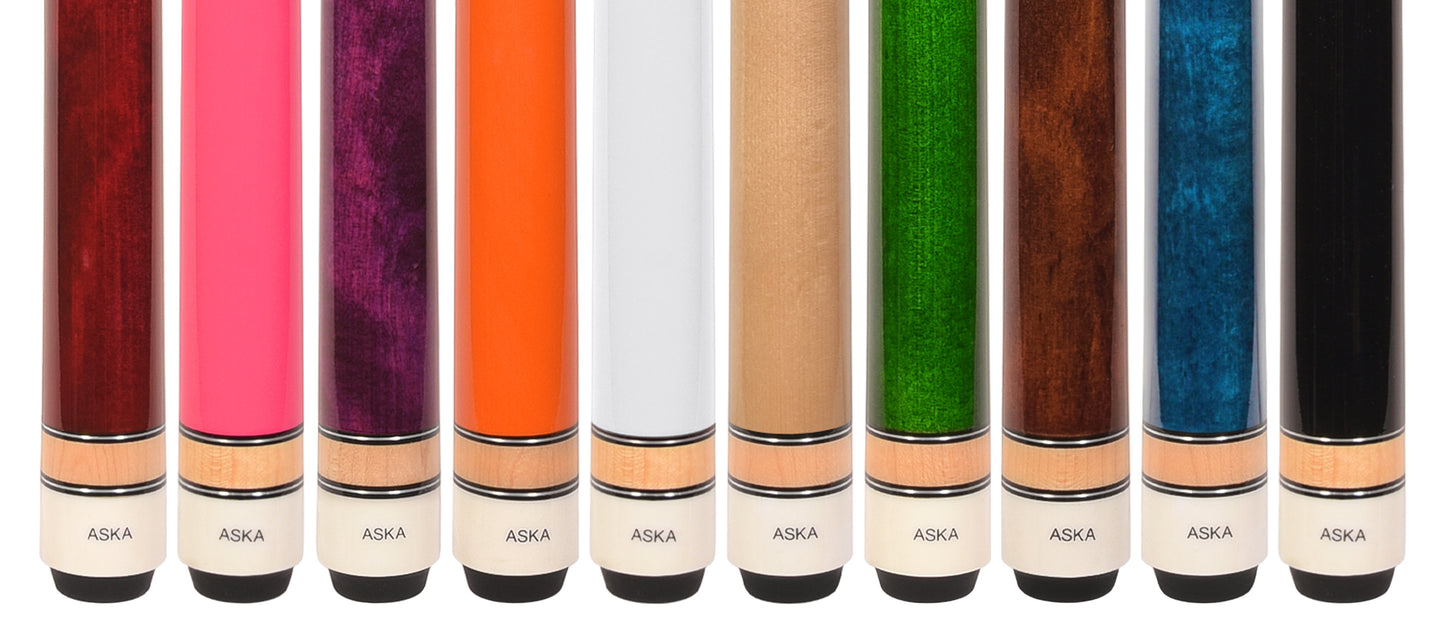 Set of 10 Aska L3 Pool Cue Sticks, 58", 13mm Tip, Hard Rock Canadian Maple Shaft, Wrapless, L3S10A