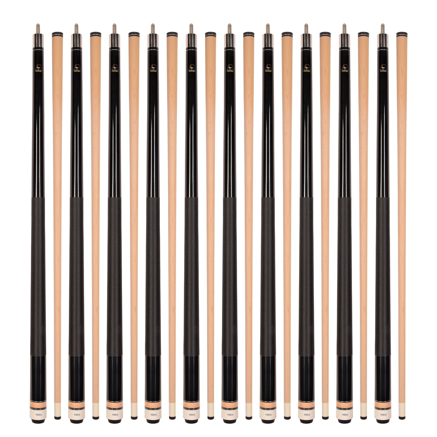 Lot of 10 ASKA L2 58" Billiard Pool Cues, Hard Rock Canadian Maple, Choice of Color