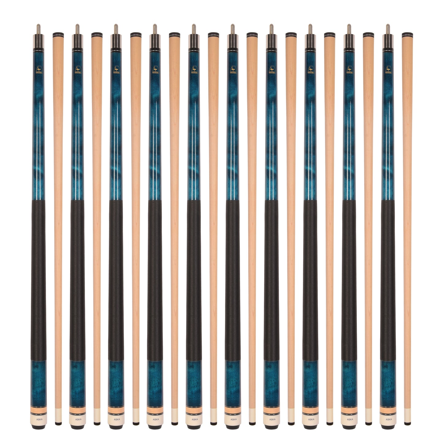 Lot of 10 ASKA L2 58" Billiard Pool Cues, Hard Rock Canadian Maple, Choice of Color