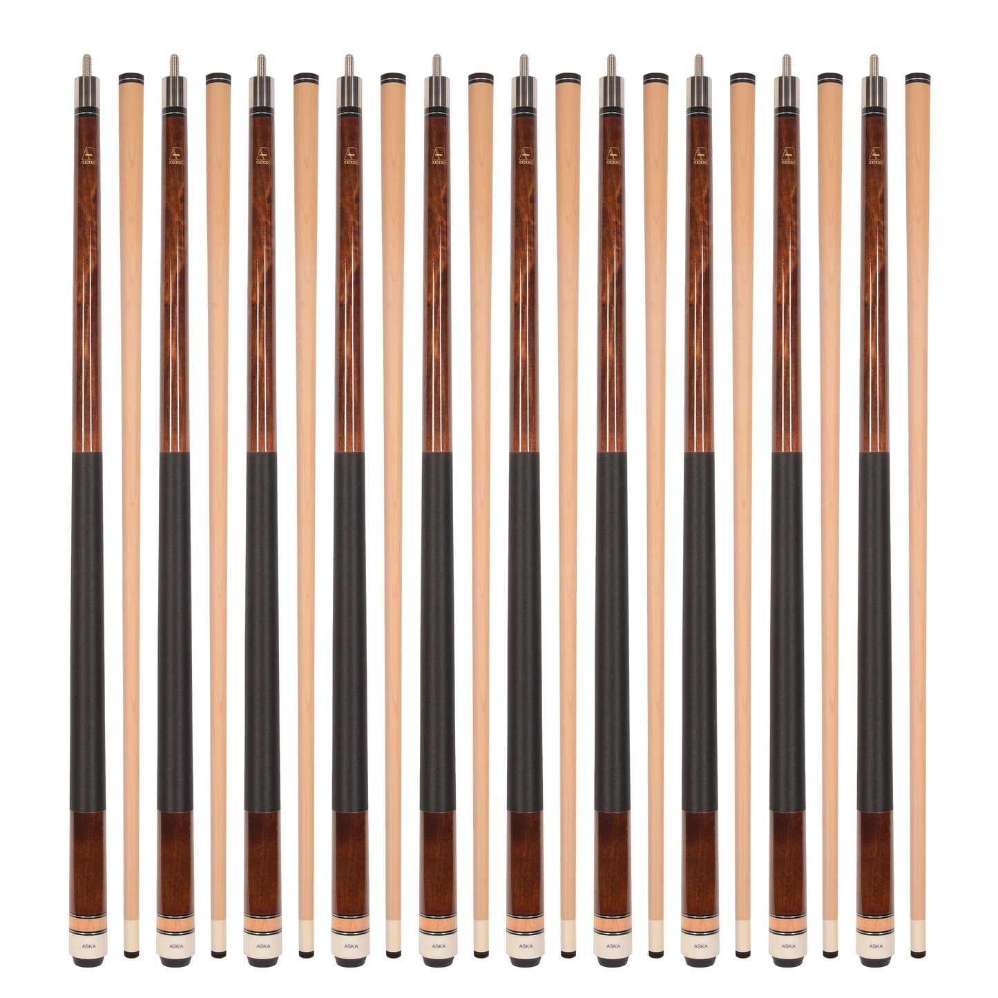Lot of 10 ASKA L2 58" Billiard Pool Cues, Hard Rock Canadian Maple, Choice of Color