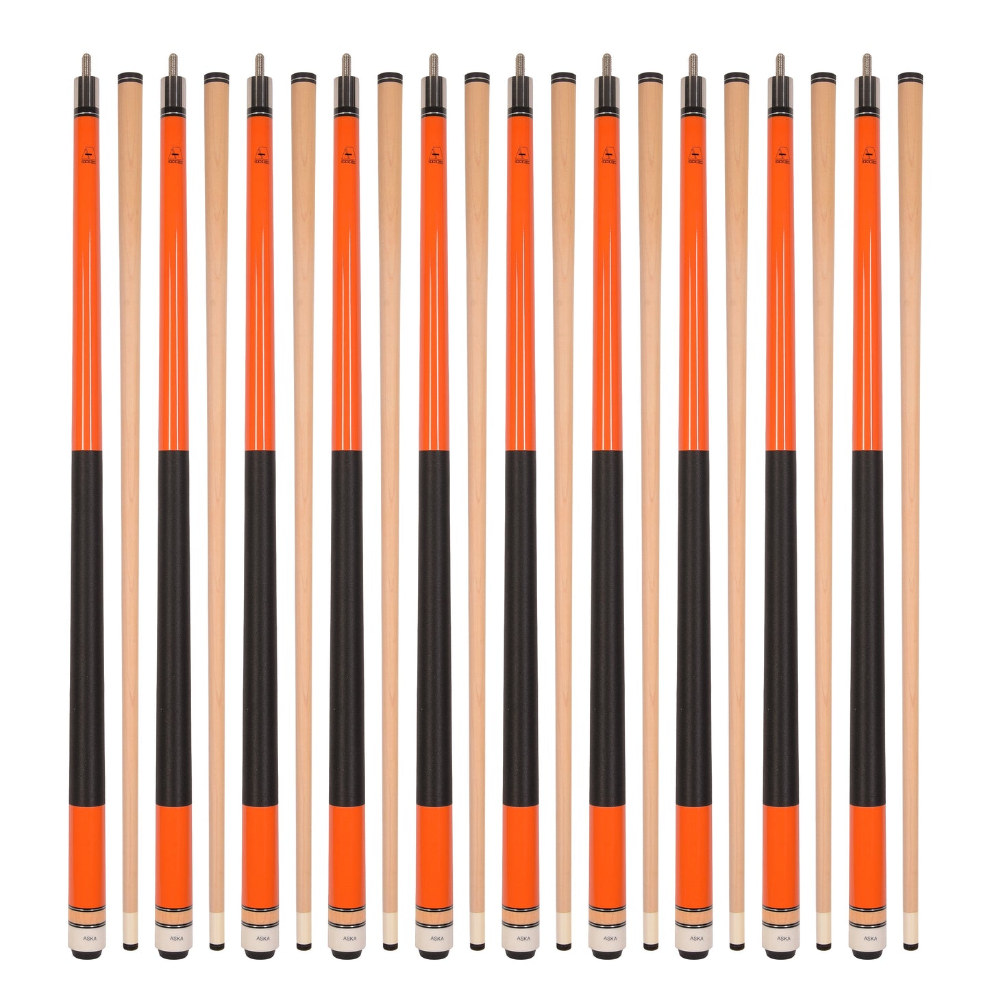 Lot of 10 ASKA L2 58" Billiard Pool Cues, Hard Rock Canadian Maple, Choice of Color