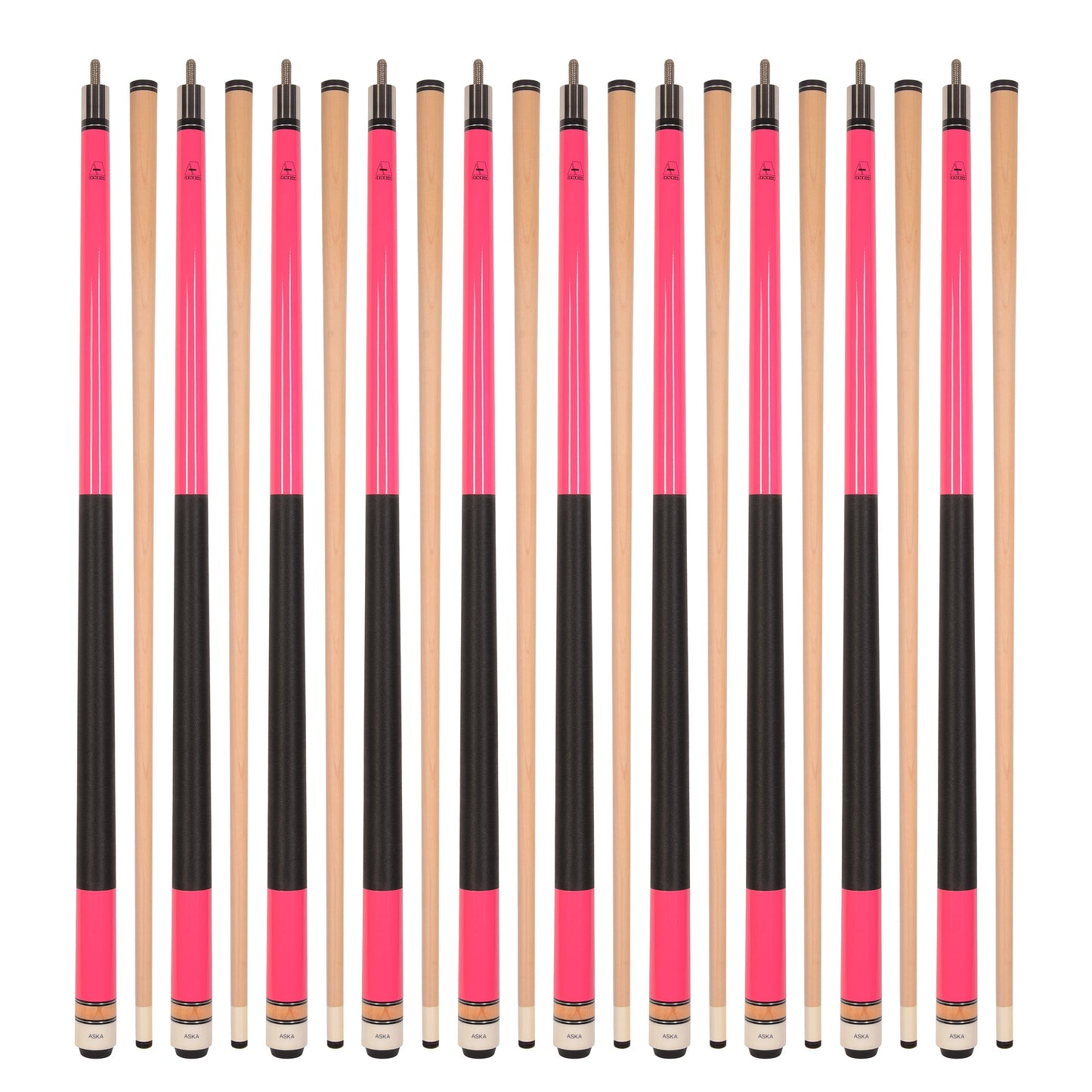 Lot of 10 ASKA L2 58" Billiard Pool Cues, Hard Rock Canadian Maple, Choice of Color