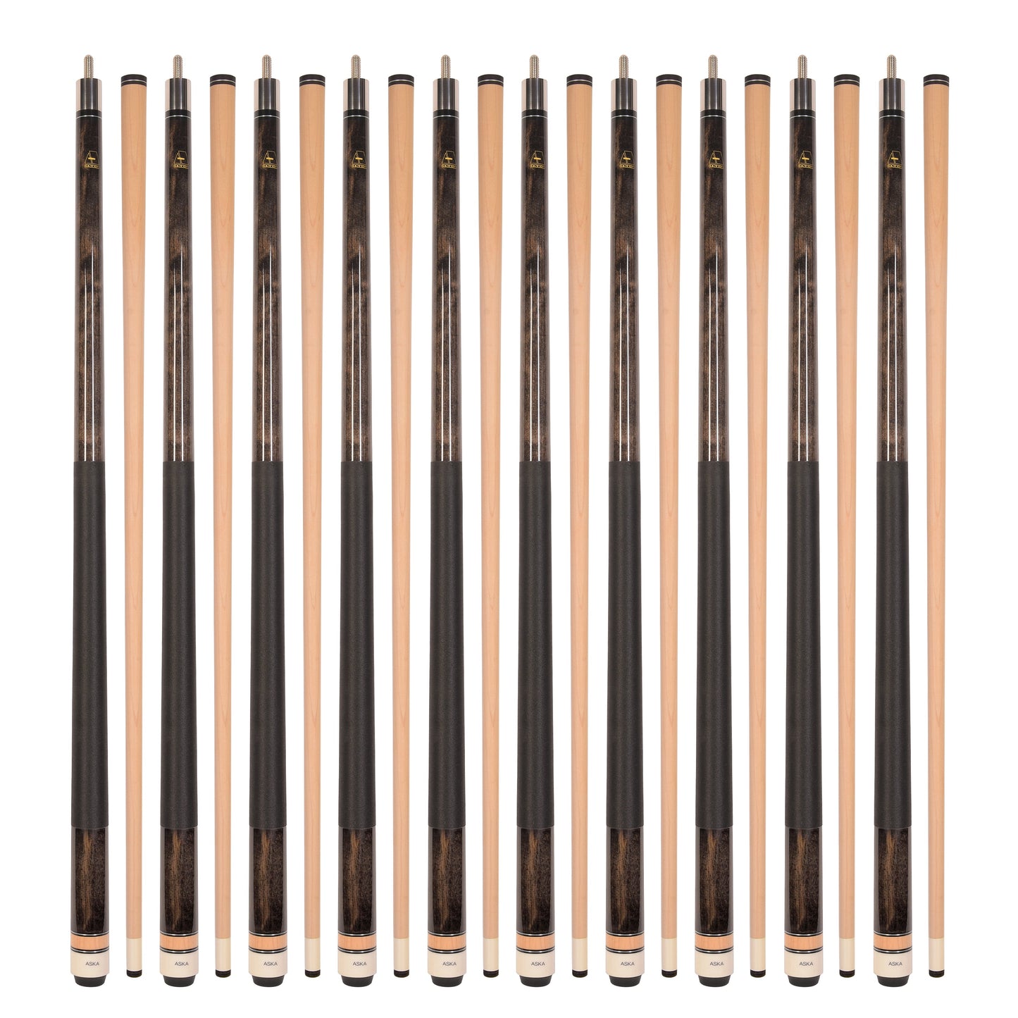 Lot of 10 ASKA L2 58" Billiard Pool Cues, Hard Rock Canadian Maple, Choice of Color
