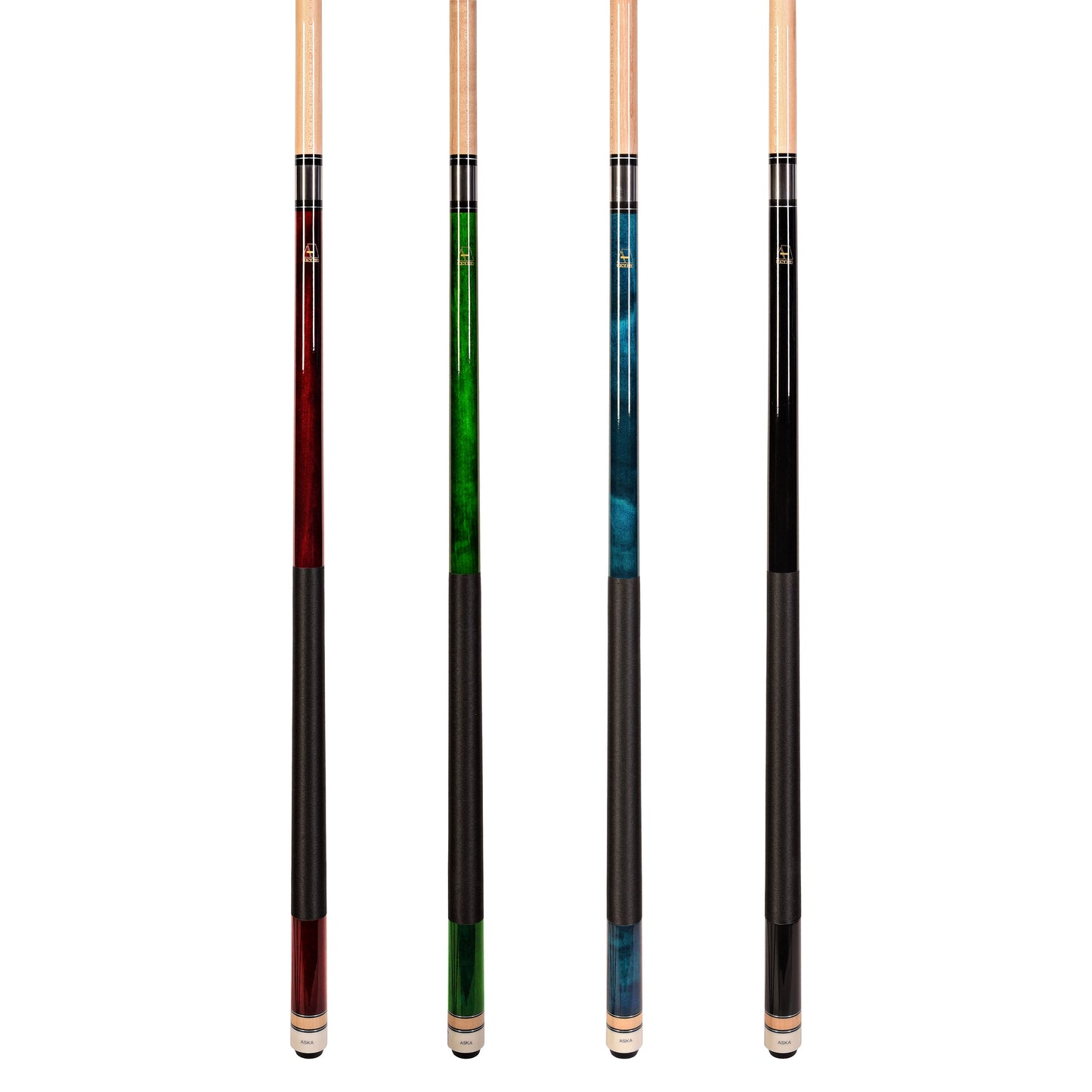 ASKA L2 Pool Cue Set of 4 | 58" Hard Rock Maple Billiard Sticks, 13mm Leather Tip, Mixed Weights 18-21 oz