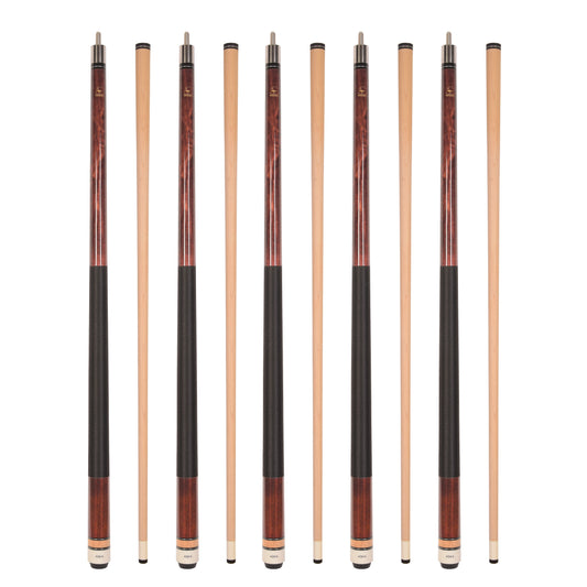 Set of 5 Mahagony Aska L2 Billiard Pool Cues, 58" Hard Rock Canadian Maple, 13mm Hard Tip, Mixed Weights, L2S5MAH
