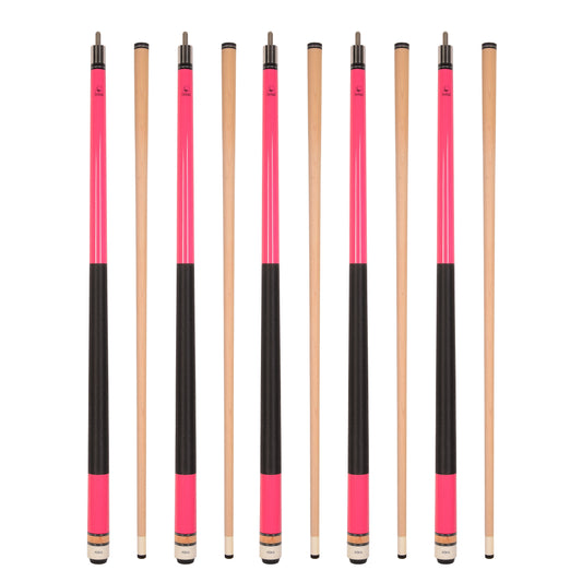 Set of 5 PINK Aska L2 Billiard Pool Cues, 58" Hard Rock Canadian Maple, 13mm Hard Tip, Mixed Weights, L2S5PNK