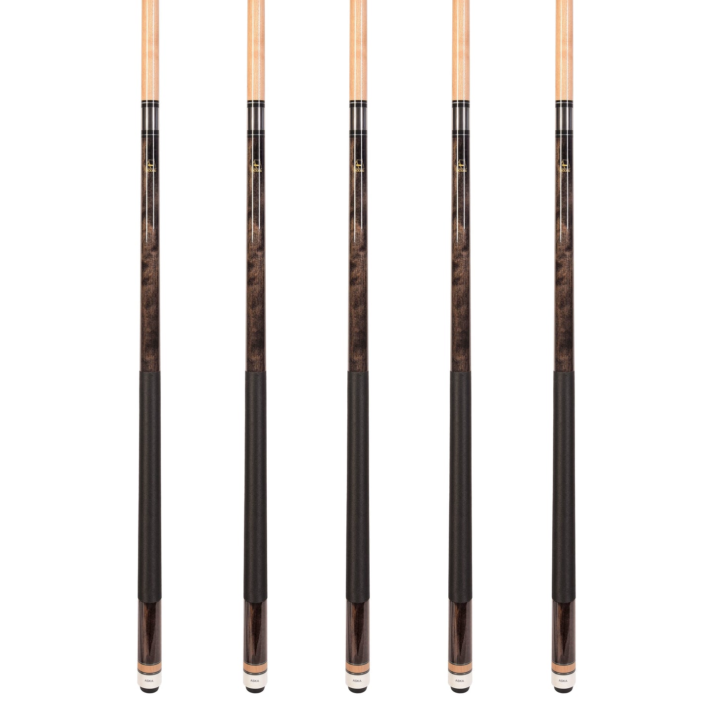 Set of 5 Smoke Aska L2 Billiard Pool Cues, 58" Hard Rock Canadian Maple, 13mm Hard Tip, Mixed Weights, L2S5SM