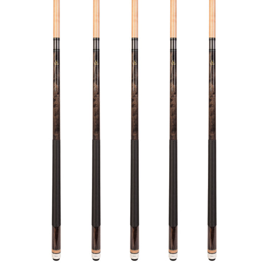 Set of 5 Smoke Aska L2 Billiard Pool Cues, 58" Hard Rock Canadian Maple, 13mm Hard Tip, Mixed Weights, L2S5SM