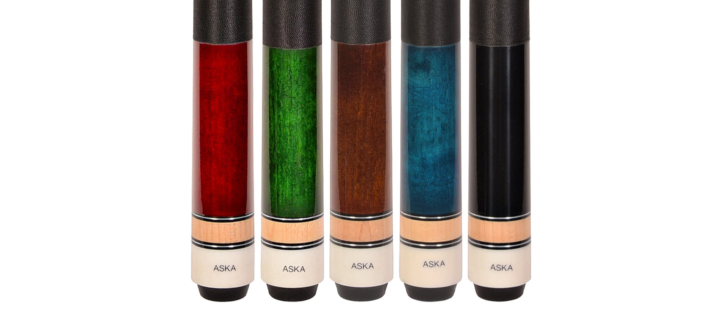 Set of 5 Aska L2 Billiard Pool Cues, 58" Hard Rock Canadian Maple, 13mm Hard Tip, Mixed Weights, L2S5