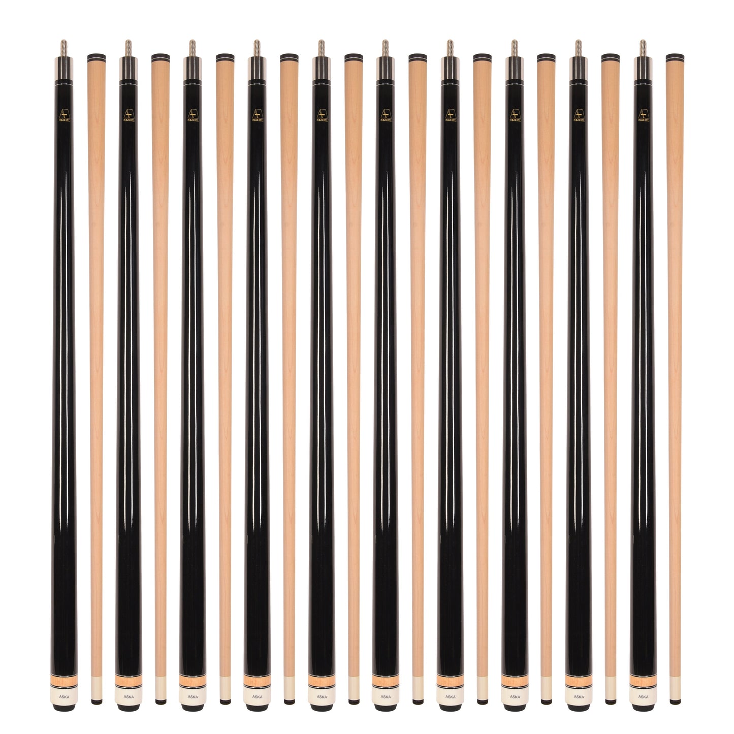 Lot of 10  ASKA L3 Billiard Pool Cues, 58" Hard Rock Canadian Maple, 13mm Hard Tip, Mixed Weights, L3S10C