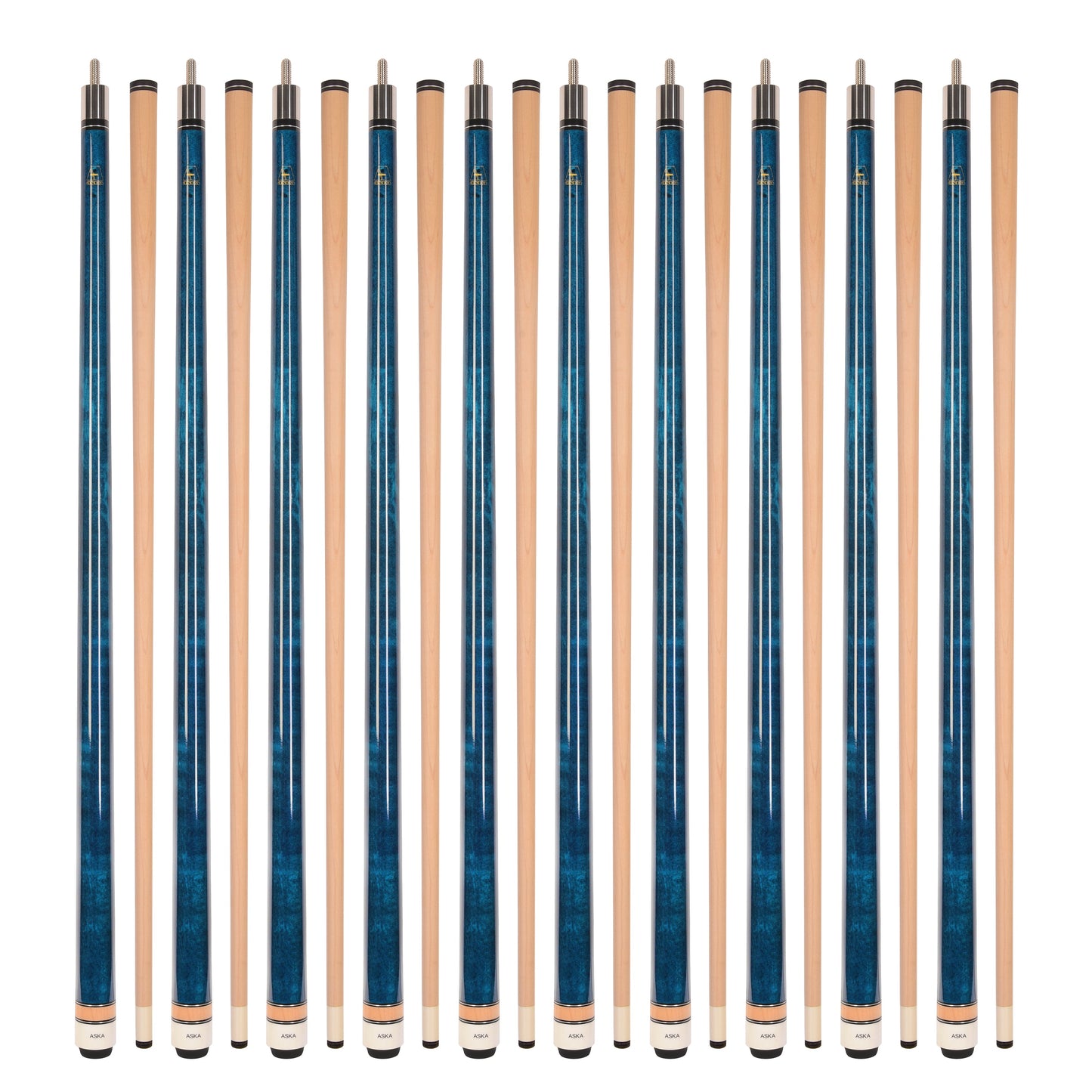Lot of 10  ASKA L3 Billiard Pool Cues, 58" Hard Rock Canadian Maple, 13mm Hard Tip, Mixed Weights, L3S10C