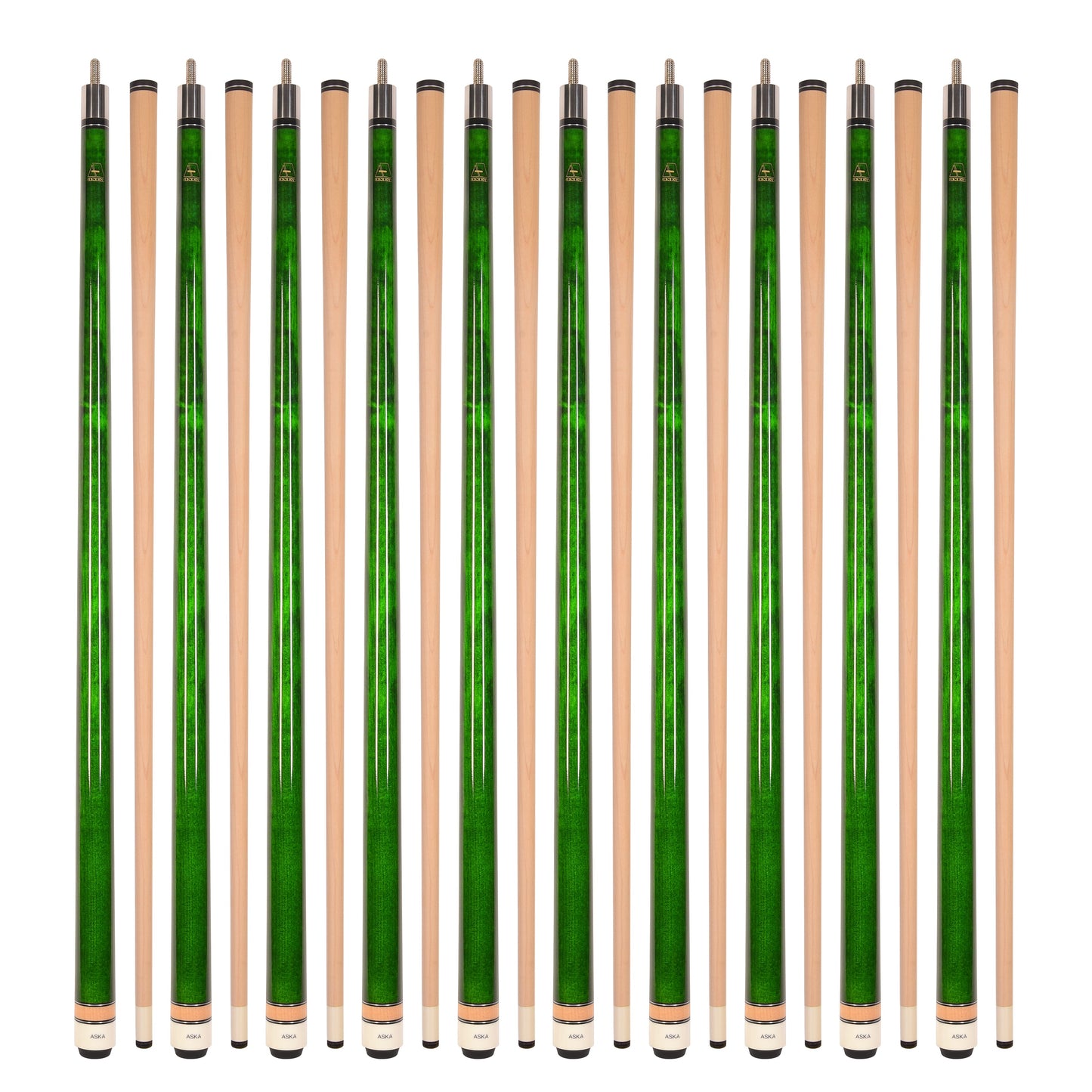 Lot of 10  ASKA L3 Billiard Pool Cues, 58" Hard Rock Canadian Maple, 13mm Hard Tip, Mixed Weights, L3S10C