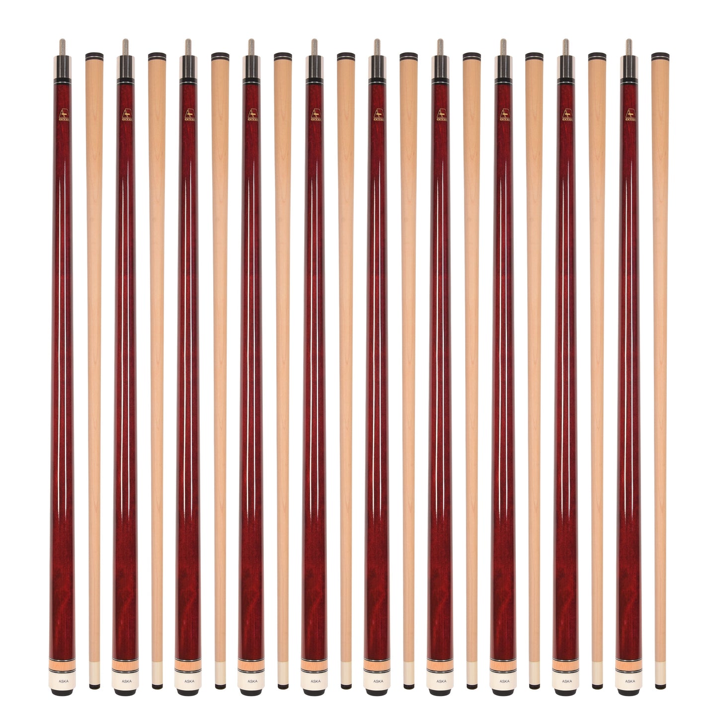 Lot of 10  ASKA L3 Billiard Pool Cues, 58" Hard Rock Canadian Maple, 13mm Hard Tip, Mixed Weights, L3S10C