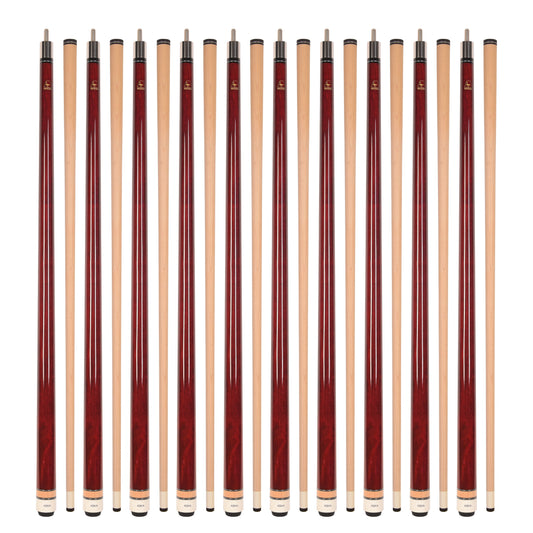 Lot of 10  Red 18-Ounce ASKA L3 Billiard Pool Cues, 58" Hard Rock Canadian Maple, 13mm Hard Tip, Mixed Weights, L3S10R