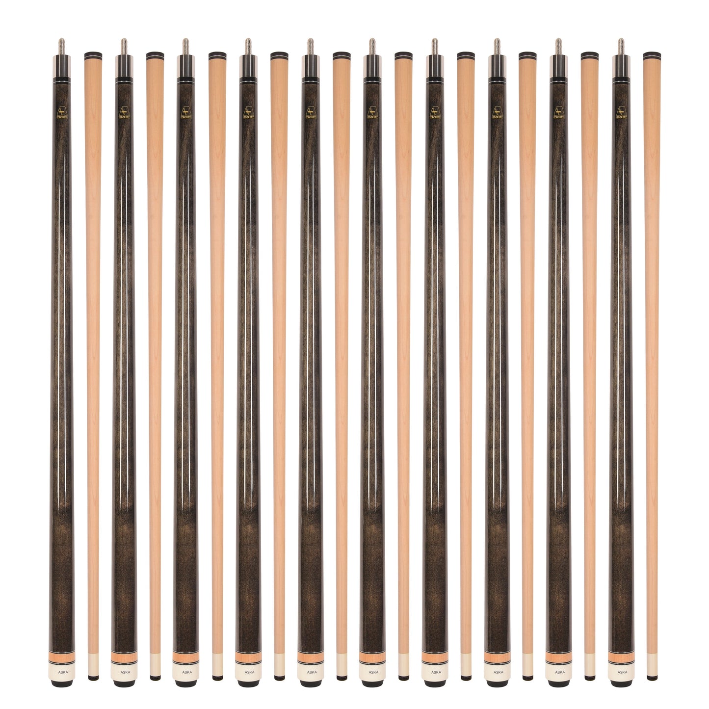 Lot of 10  ASKA L3 Billiard Pool Cues, 58" Hard Rock Canadian Maple, 13mm Hard Tip, Mixed Weights, L3S10C