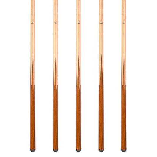 Set of 5 Aska SP1 Malaswood Sneaky Pete Billiard Pool Cue Sticks, 58" Hard Rock Canadian Maple, 13mm Hard Le Pro Tip, 2-Piece Construction. SP1S5
