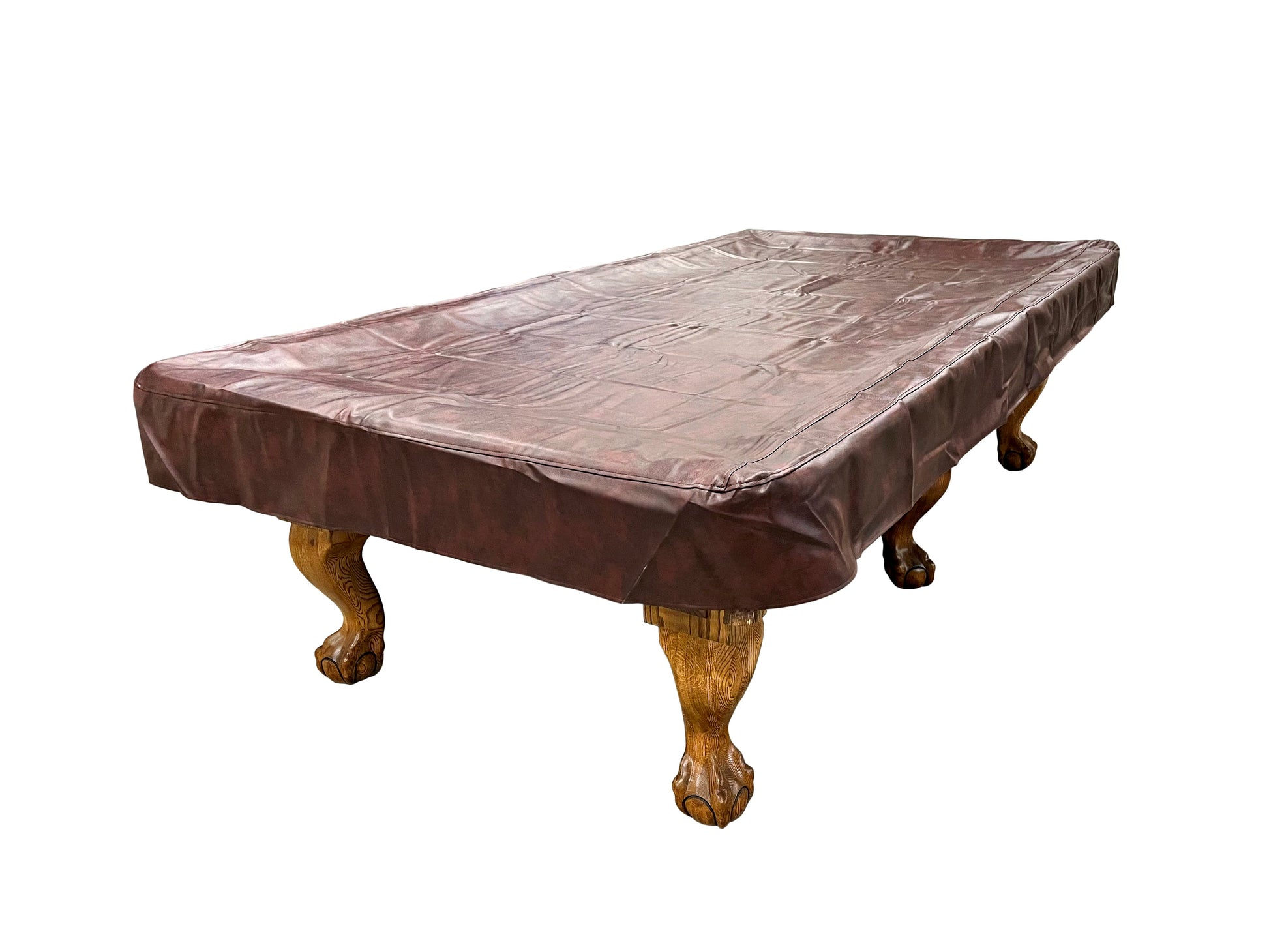 ASKA 7-Foot Burgundy Heavy Duty PVC Billiard Table Cover on table TCH7BUR