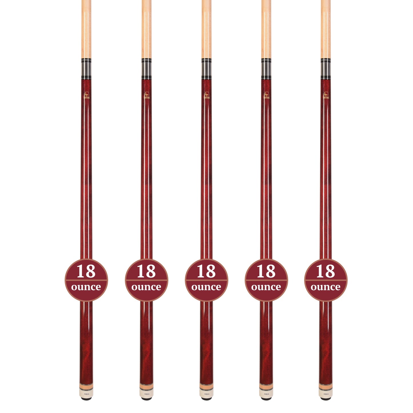LOT of 20 Aska L3 Red Pool Cue Sticks, 58", 13mm Tip, Hard Rock Canadian Maple Shaft, Wrapless, L3S20RD