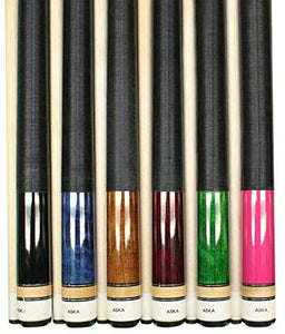 Set of 6 Aska L2 Billiard Pool Cues, 58" Hard Rock Canadian Maple, 13mm Hard Le Pro Tip, Mixed Weights, L2S6PNK